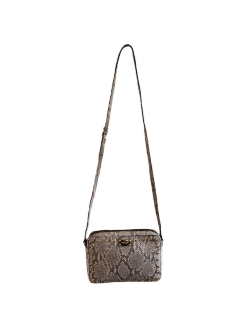 MICHAEL KORS studded snake print leather cross body purse
